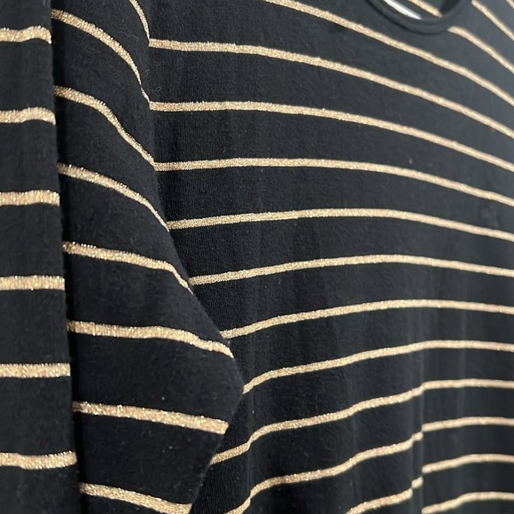 🔥Ralph Lauren Black and Shimmer Gold Striped Top🔥 - Picture 6 of 7